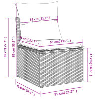 vidaXL 3-tlg. Garten-Sofagarnitur mit Kissen Schwarz Poly Rattan