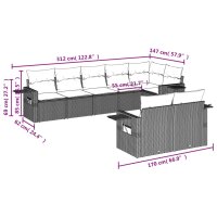 vidaXL 8-tlg. Garten-Sofagarnitur mit Kissen Schwarz Poly Rattan