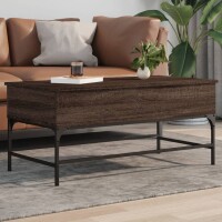 vidaXL Couchtisch Braun Eichen-Optik 100x50x45 cm Holzwerkstoff Metall