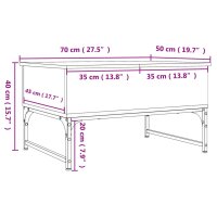 vidaXL Couchtisch R&auml;uchereiche 70x50x40 cm Holzwerkstoff und Metall