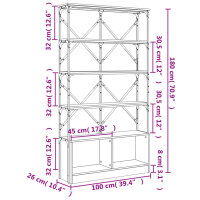 vidaXL B&uuml;cherregal R&auml;uchereiche 100x26x180 cm Holzwerkstoff und Metall