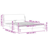 vidaXL Bettgestell mit Kopfteil Dunkelgrau 160x200 cm Stoff