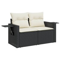 vidaXL 5-tlg. Garten-Sofagarnitur mit Kissen Schwarz Poly Rattan