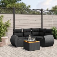 vidaXL 5-tlg. Garten-Sofagarnitur mit Kissen Schwarz Poly...