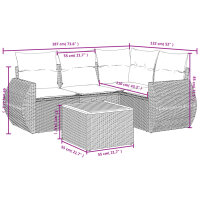 vidaXL 5-tlg. Garten-Sofagarnitur mit Kissen Schwarz Poly Rattan