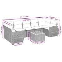 vidaXL 8-tlg. Garten-Sofagarnitur mit Kissen Grau Poly Rattan