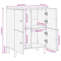 vidaXL Beistellschrank 60x33x75 cm Massivholz Mango