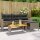 vidaXL Gartensofa in L-Form mit Tisch und Kissen Grau Poly Rattan