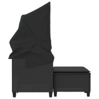 vidaXL Gartensofa 2-Sitzer mit Dach und Hockern Schwarz Poly Rattan