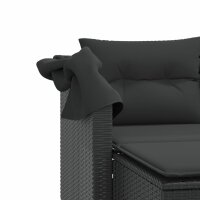 vidaXL Gartensofa 2-Sitzer mit Dach und Hockern Schwarz Poly Rattan