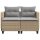 vidaXL Gartensofa 2-Sitzer mit Hockern Beige Poly Rattan