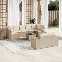 vidaXL 10-tlg. Garten-Sofagarnitur mit Kissen Beige Poly...