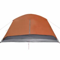 vidaXL Campingzelt 6 Personen Grau &amp; Orange 412x370x190 cm 190T Taft