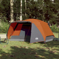 vidaXL Campingzelt 6 Personen Grau &amp; Orange 412x370x190 cm 190T Taft