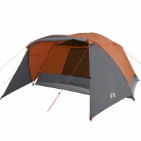 vidaXL Campingzelt 6 Personen Grau &amp; Orange 412x370x190 cm 190T Taft