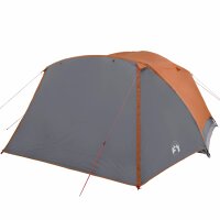 vidaXL Campingzelt 6 Personen Grau &amp; Orange 412x370x190 cm 190T Taft