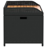 vidaXL Bank mit Stauraum Schwarz 100x50x52 cm Poly Rattan Akazienholz