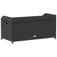 vidaXL Bank mit Stauraum Schwarz 100x50x52 cm Poly Rattan Akazienholz