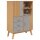 vidaXL Highboard OLDEN Grau und Braun 85x43x125 cm Massivholz Kiefer