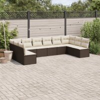 vidaXL 10-tlg. Garten-Sofagarnitur mit Kissen Braun Poly Rattan