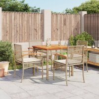 vidaXL 5-tlg. Garten-Essgruppe mit Kissen Beige Poly Rattan