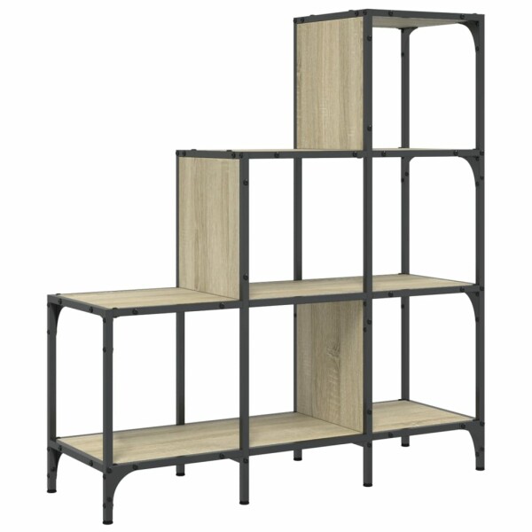 vidaXL B&uuml;cherregal Sonoma-Eiche 92x30x102 cm Holzwerkstoff und Metall