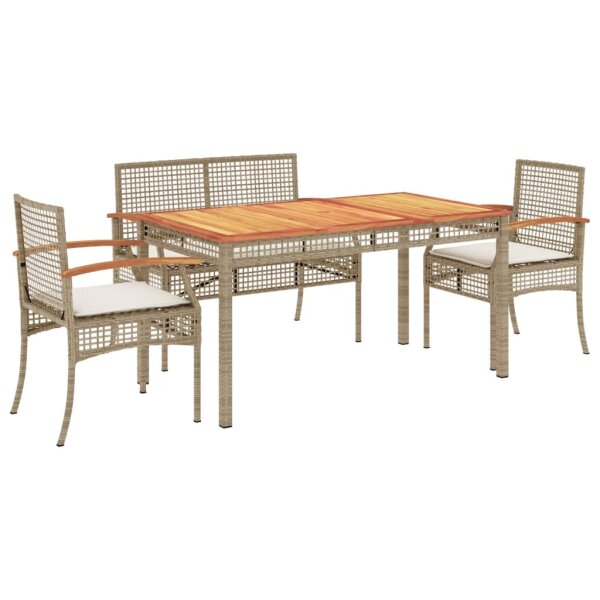 vidaXL 4-tlg. Garten-Essgruppe mit Kissen Beige Poly Rattan