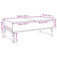 vidaXL Couchtisch R&auml;uchereiche 100x50x40 cm Holzwerkstoff und Metall