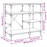 vidaXL B&auml;ckerregal Schwarz 90x40x84 cm Holzwerkstoff und Metall