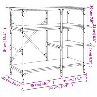 vidaXL B&auml;ckerregal R&auml;uchereiche 90x40x84 cm Holzwerkstoff und Metall