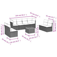 vidaXL 9-tlg. Garten-Sofagarnitur mit Kissen Grau Poly Rattan