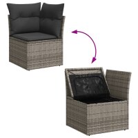 vidaXL 14-tlg. Garten-Sofagarnitur mit Kissen Grau Poly Rattan