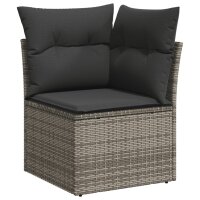 vidaXL 14-tlg. Garten-Sofagarnitur mit Kissen Grau Poly Rattan