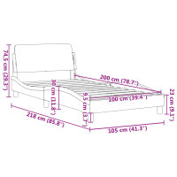 vidaXL Bettgestell mit Kopfteil Dunkelbraun 100x200 cm Stoff