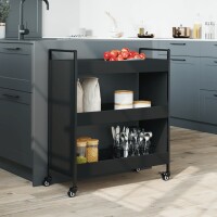 vidaXL K&uuml;chenwagen Schwarz 70x30x82 cm Holzwerkstoff