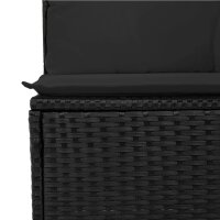 vidaXL 12-tlg. Garten-Sofagarnitur mit Kissen Schwarz Poly Rattan