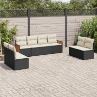 vidaXL 8-tlg. Garten-Sofagarnitur mit Kissen Schwarz Poly Rattan