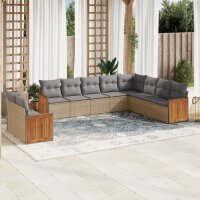 vidaXL 10-tlg. Garten-Sofagarnitur mit Kissen Beige Poly...