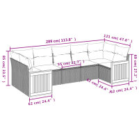 vidaXL 7-tlg. Garten-Sofagarnitur mit Kissen Beige Poly Rattan