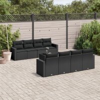 vidaXL 9-tlg. Garten-Sofagarnitur mit Kissen Schwarz Poly Rattan