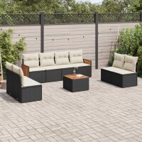 vidaXL 9-tlg. Garten-Sofagarnitur mit Kissen Schwarz Poly Rattan