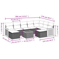 vidaXL 10-tlg. Garten-Sofagarnitur mit Kissen Schwarz Poly Rattan