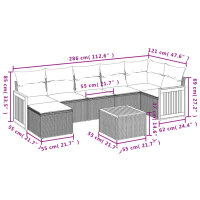 vidaXL 8-tlg. Garten-Sofagarnitur mit Kissen Grau Poly Rattan