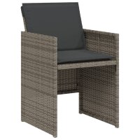 vidaXL 3-tlg. Bistro-Set mit Kissen Grau Poly Rattan