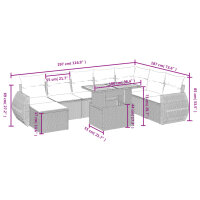 vidaXL 9-tlg. Garten-Sofagarnitur mit Kissen Schwarz Poly Rattan