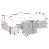 vidaXL 8-tlg. Garten-Sofagarnitur mit Kissen Schwarz Poly Rattan