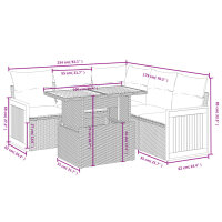 vidaXL 6-tlg. Garten-Sofagarnitur mit Kissen Schwarz Poly Rattan