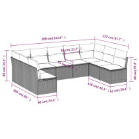 vidaXL 9-tlg. Garten-Sofagarnitur mit Kissen Braun Poly Rattan