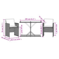 vidaXL 3-tlg. Bistro-Set mit Kissen Beige Poly Rattan