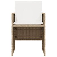 vidaXL 3-tlg. Bistro-Set mit Kissen Beige Poly Rattan